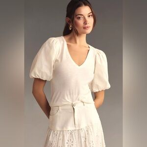 Anthropologie Puff Sleeve V-neck Top NWT